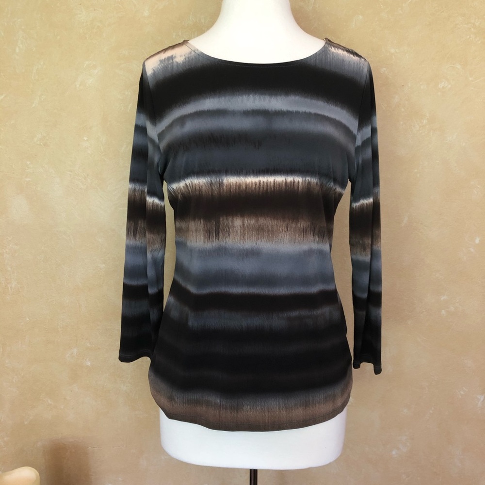 PROMISE multicolor stripe long sleeve blouse